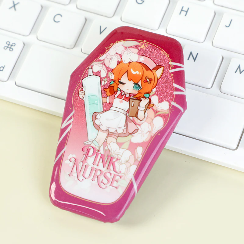 Custom Coffin-Shaped Glitter Holographic Button Pin - Image 8